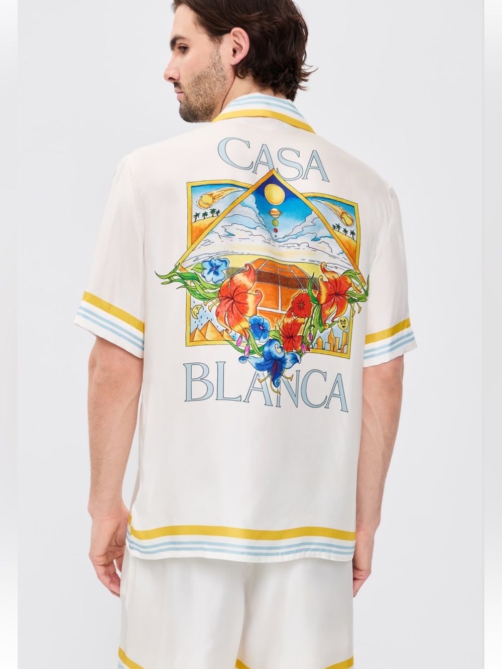 Casablanca Tennis Landscape Cuban Collar Short Sleeve Shirt